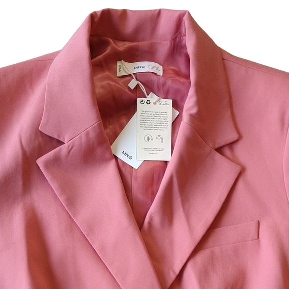 Mango NWT Greta Pink Peach Double Breasted Blazer Career Professional Vibrant - Picture 6 of 10